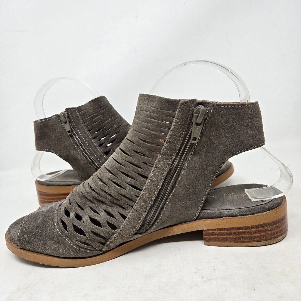 DIBA True Stylish Gray Suede Western Peep Toe Sandal Bootie Size 8 - Picture 6 of 9